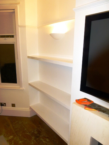 high gloss shelves fitted